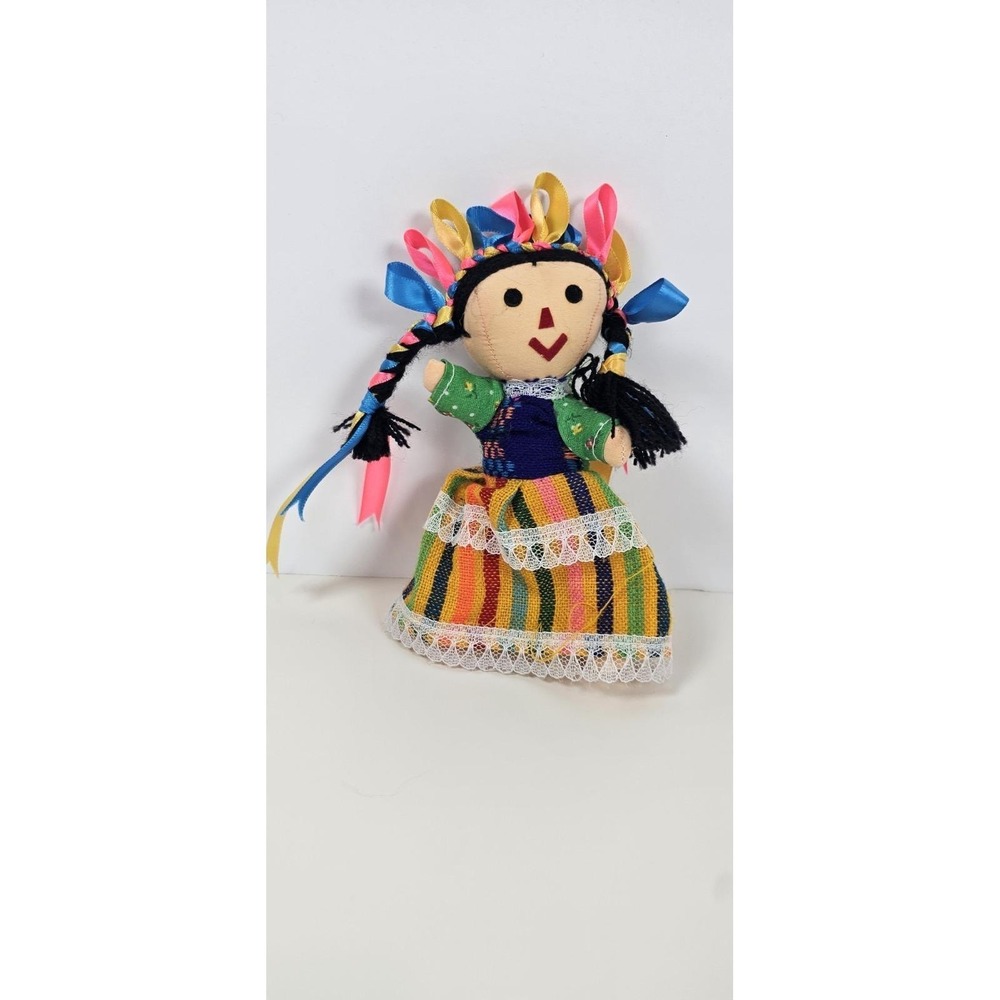 Muñeca Lele Mexican Handmade Doll Traditional Folk Art Braided Ribbon‎ Hair